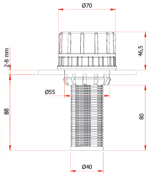 Ontluchtingsdop met zeef - tankdop dimensies