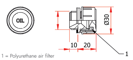 Ontluchtingsvuldop met filter dimensies